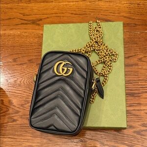 Gucci Black and Gold Crossbody Bag EUC